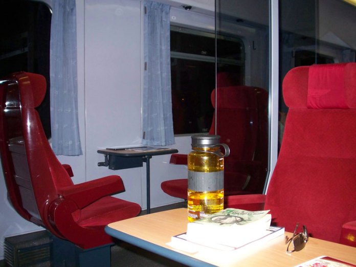 A 1st class compartment on the InterCity