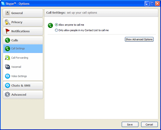 Basic call settings in Skype