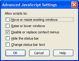 Firefox advanced javascript settings