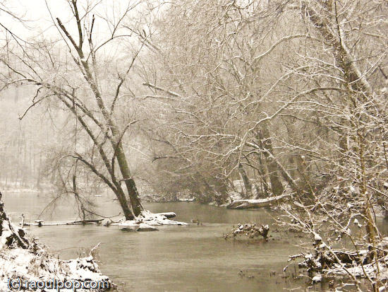 Potomac River during snowstorm