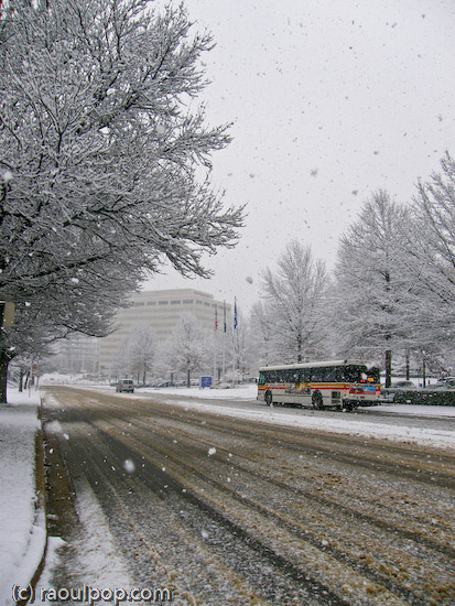 Road at Tyson’s Corner during snowstorm