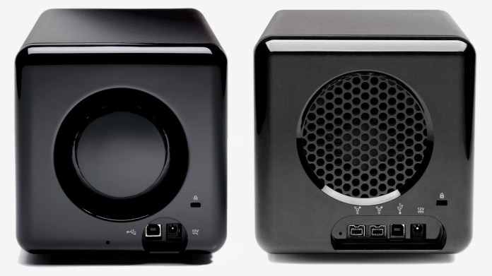 Comparison of the backs of Drobo USB and Drobo Firewire