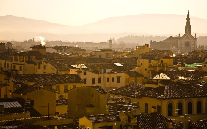 Florence rooflines in early morning sunlight