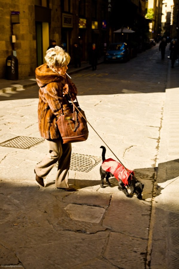 Old lady walking her pooch