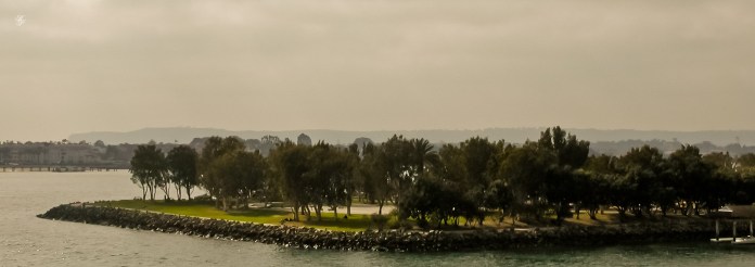A man-made island in the harbor in San Diego, CA, USA.