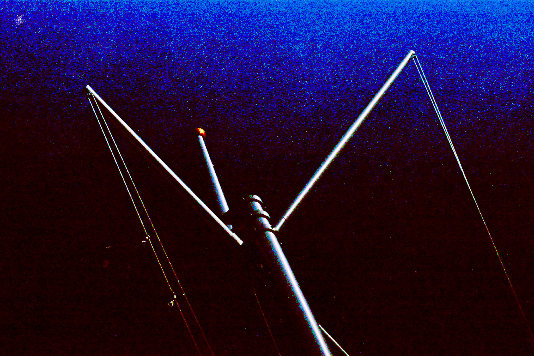 Odd, triangular pillar, docks, Washington, DC, USA. 35mm film, Exakta EXA Ia.