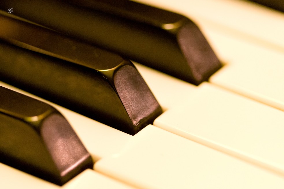 Keys on a piano, macro.