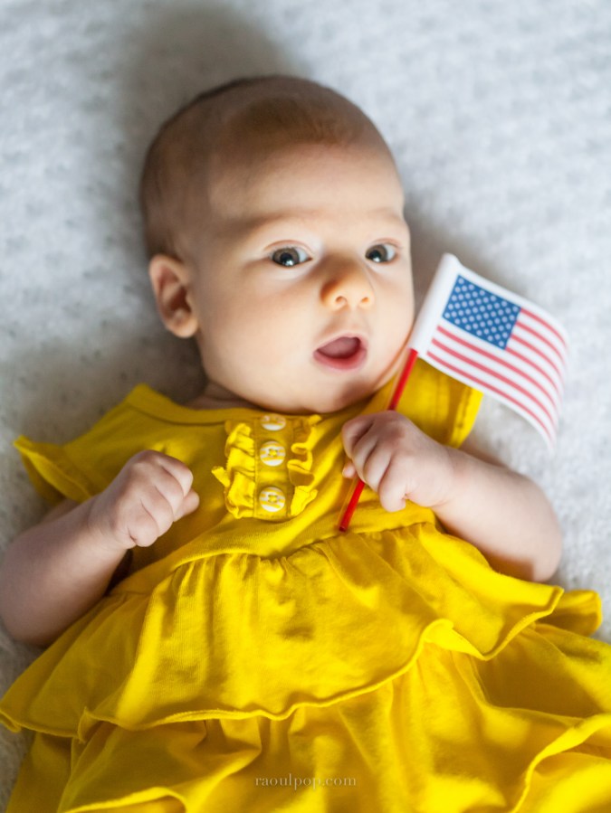 Sophie waves the flag